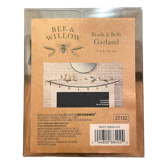 NWT Bee & Willow black bead garland with copper bells 72” length - Picture 4 of 4